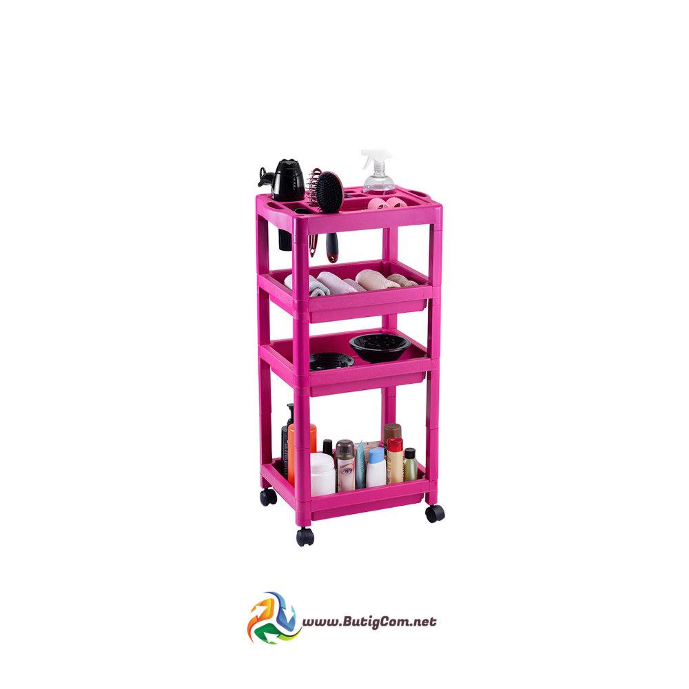 Dompel Mueble Auxiliar para Peluqueria 4 Niveles Rosa