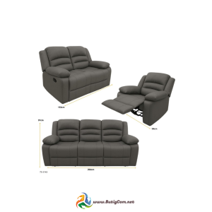 Juego de Sofa Gris Reclinable 3, 2, 1 Cuerina