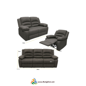 Juego de Sofa Gris Reclinable 3, 2, 1 Tela
