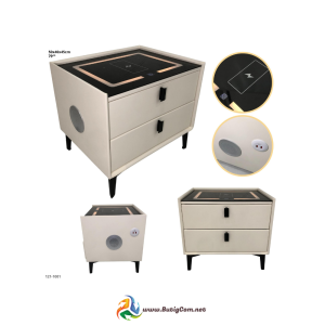 Mesita Blanca de Noche con Bluetooth+Luz+Cargador 2 Gavetas